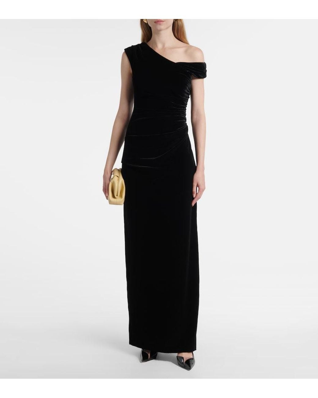 Sir Black Ettore Ruched Velvet Gown