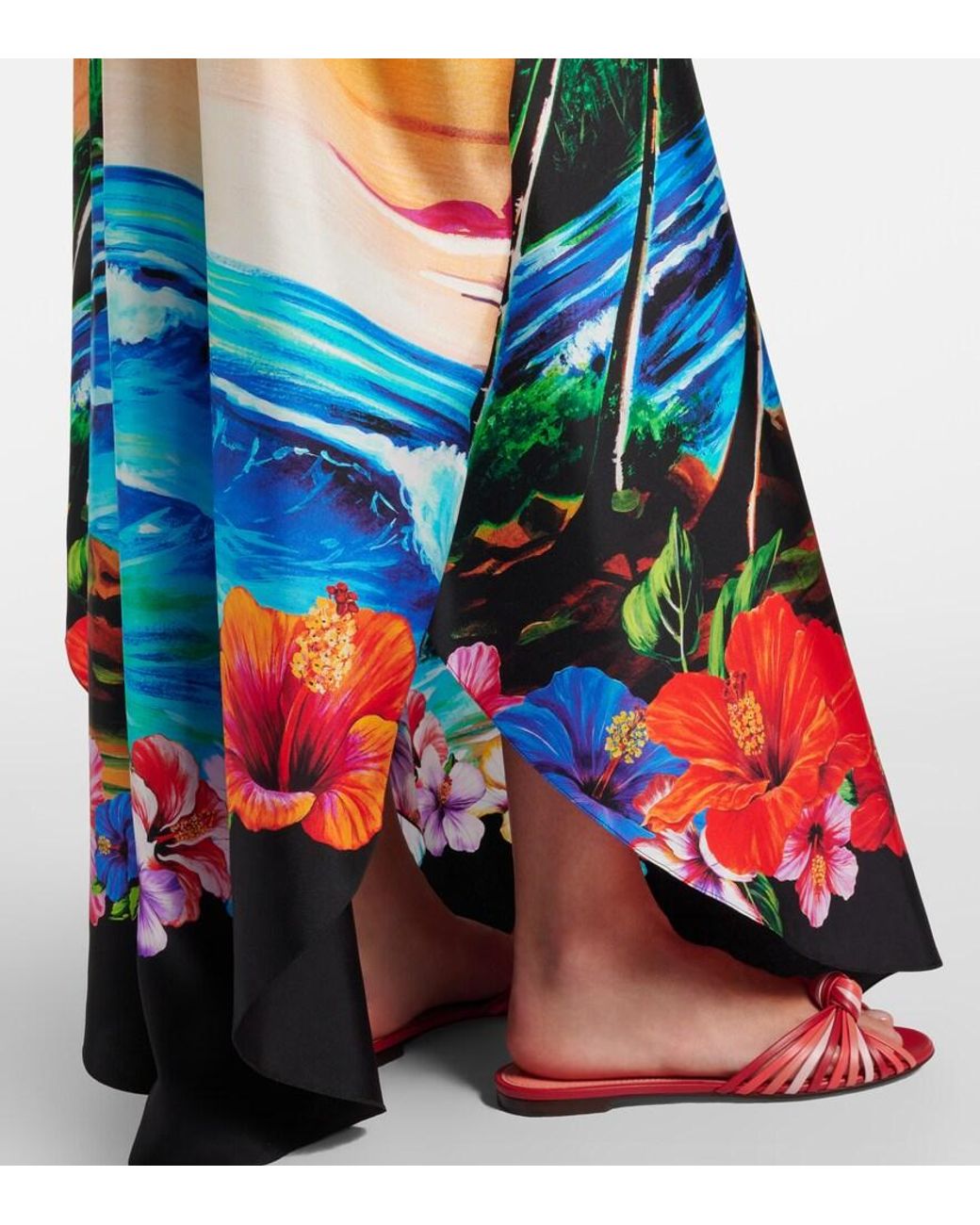 Dolce & Gabbana Blue Printed Silk Kaftan
