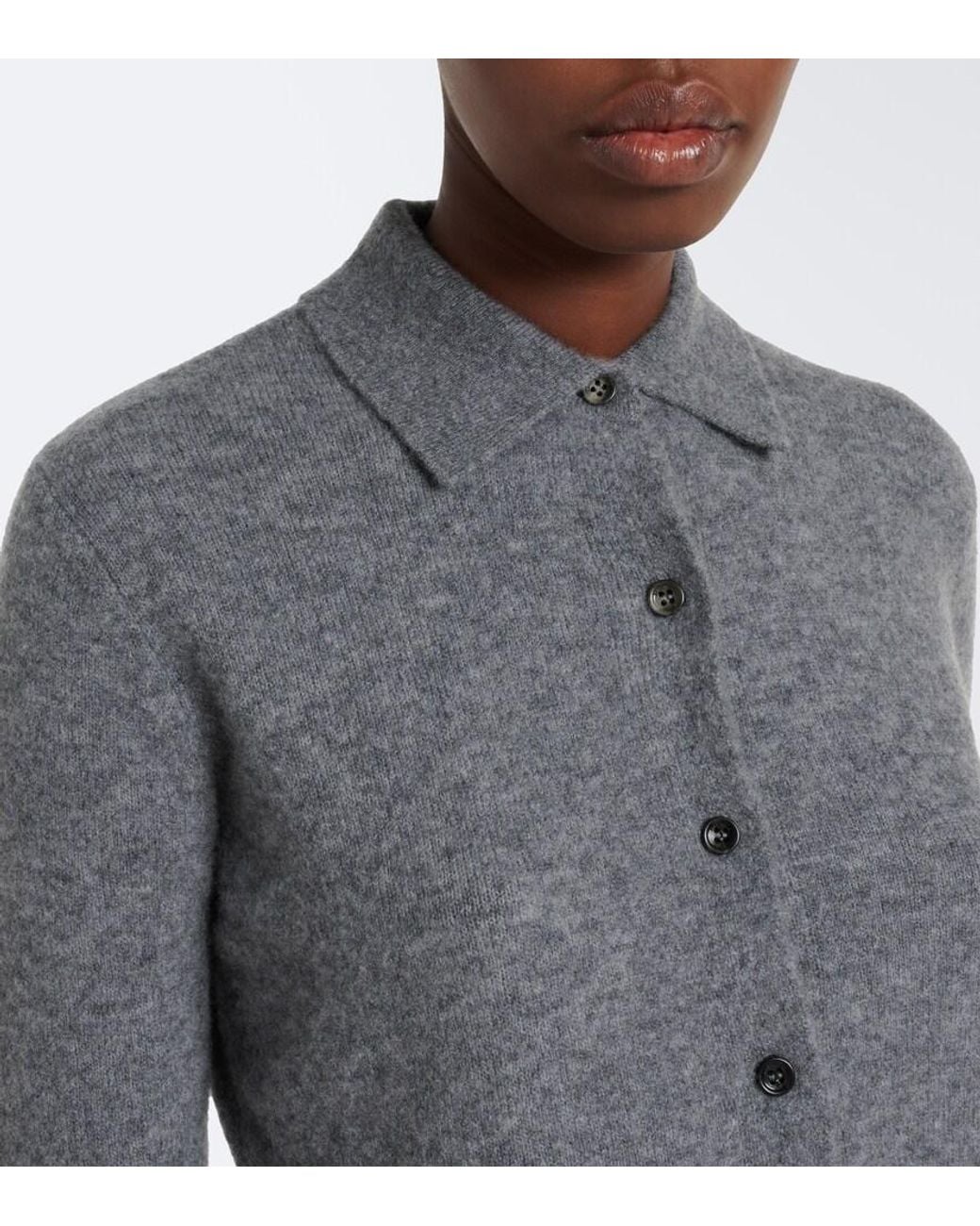 Max Mara Gray Cashmere-Blend Cardigan