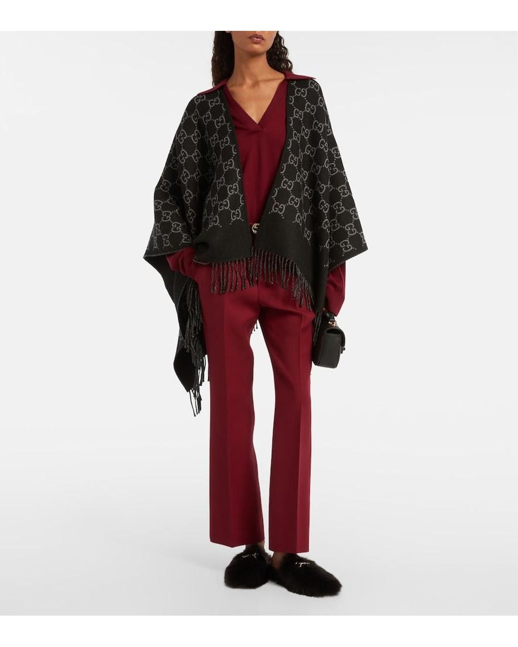 Gucci Black Wool Poncho