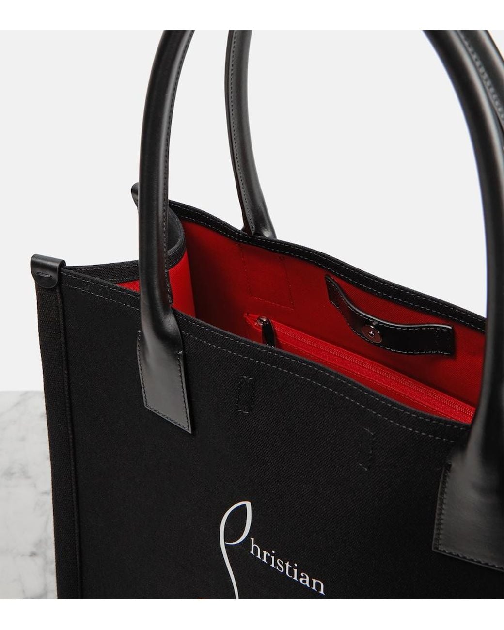 Christian Louboutin Black Nastroloubi Large Canvas Tote Bag