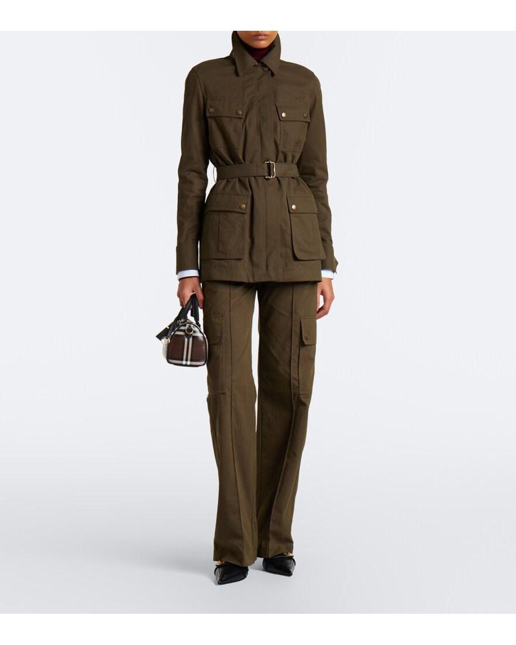 Burberry Green Belted Cotton-Blend Jacket
