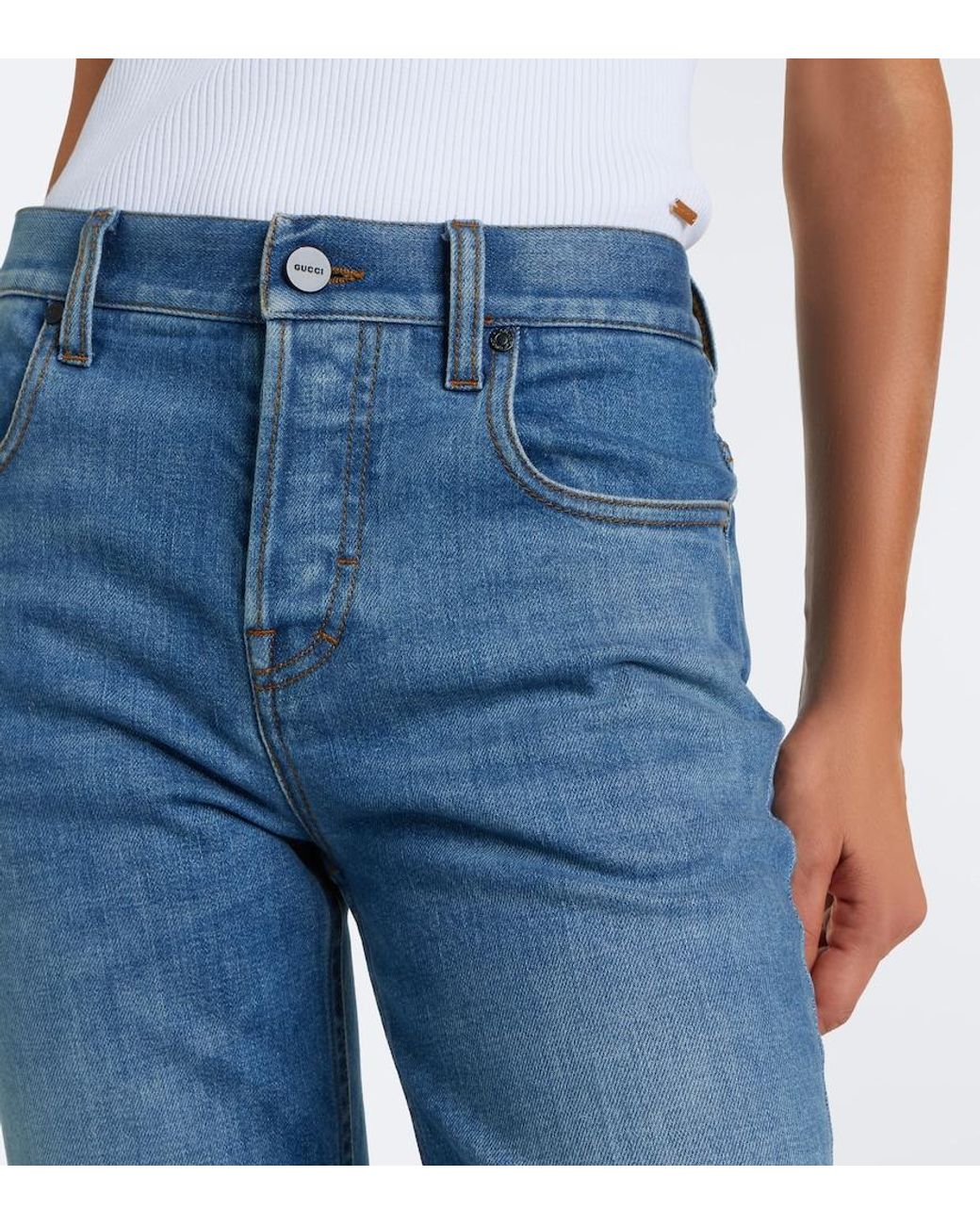 Gucci Blue Mid-Rise Flared Jeans