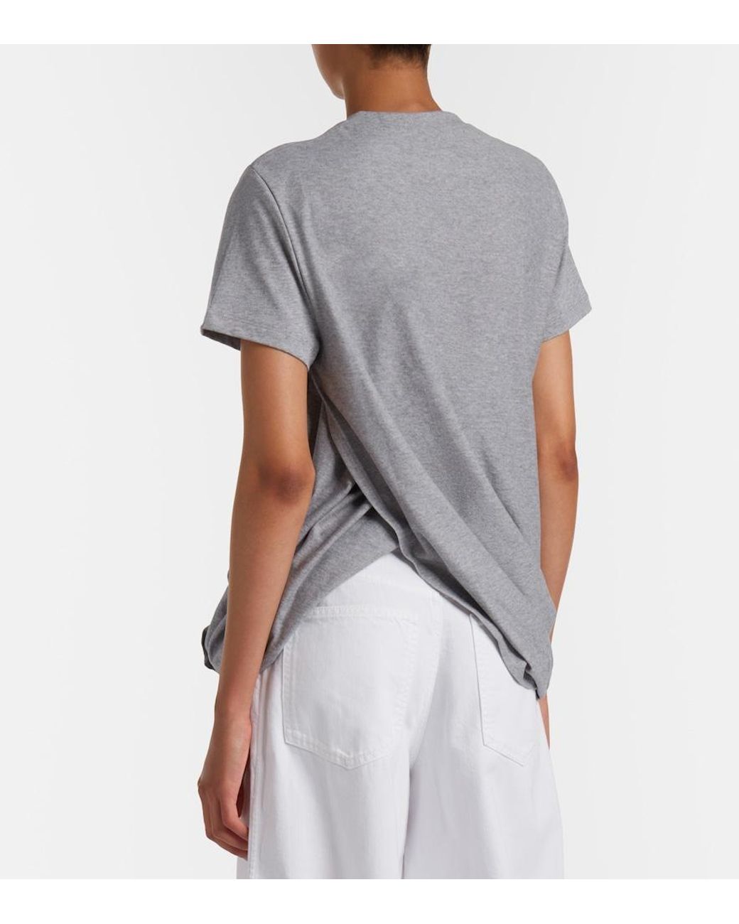 Loewe Gray Double L Draped Cotton Jersey T-Shirt