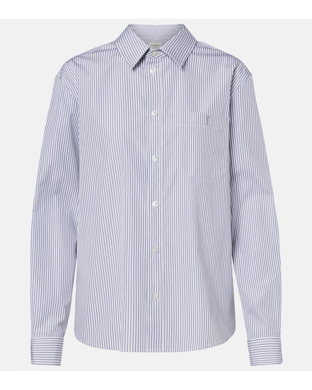 Saint Laurent Blue Striped Cotton Poplin Shirt