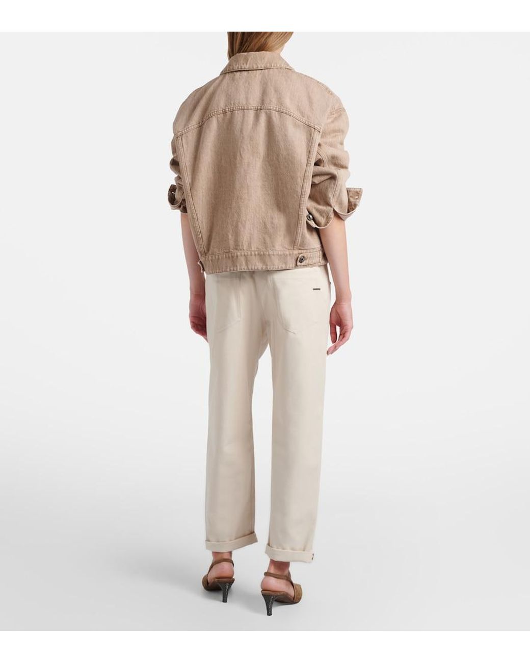 Brunello Cucinelli White Monili Cotton-Blend Straight Pants