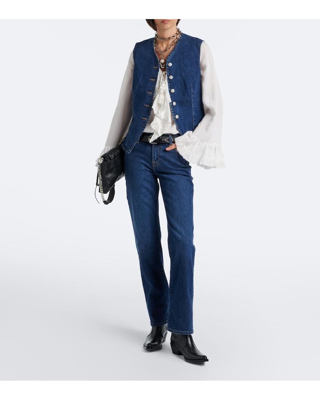 7 For All Mankind Blue Lady Denim Vest