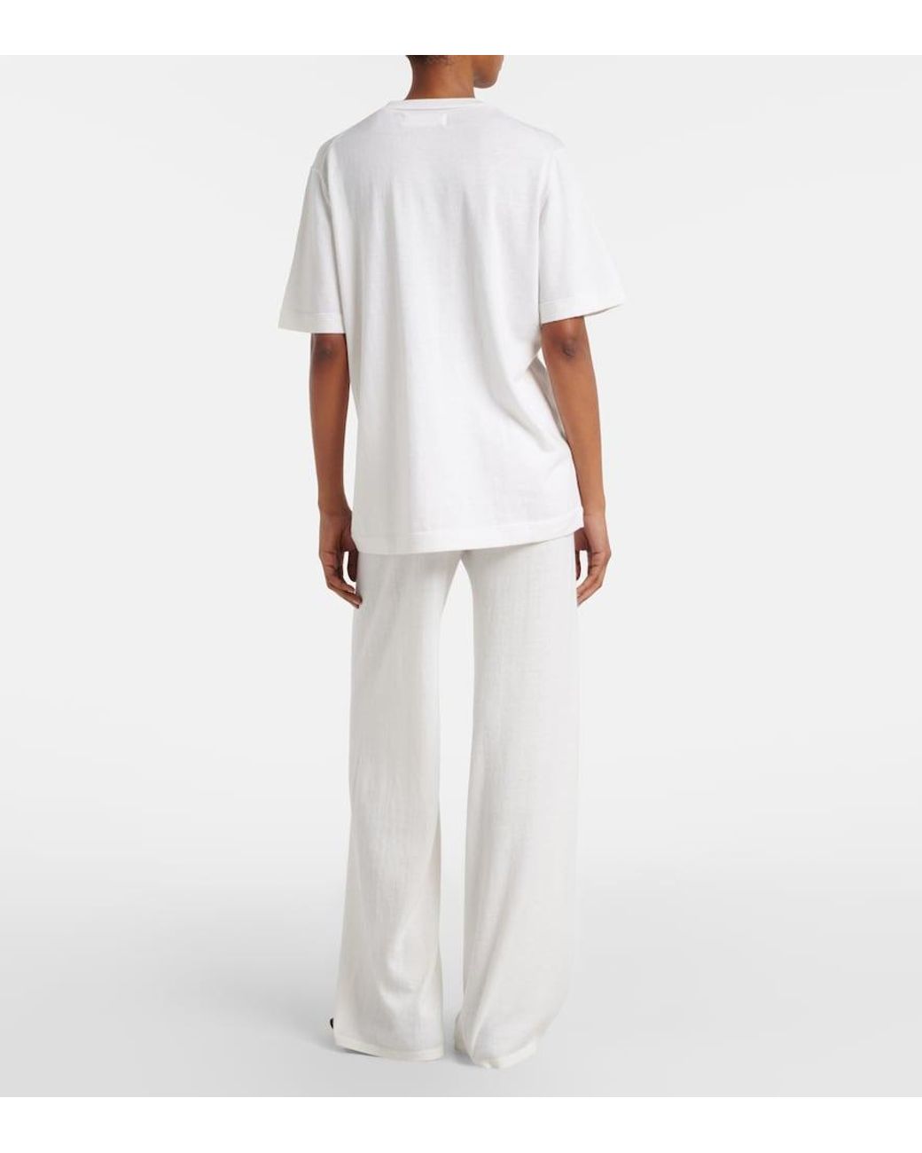 Lisa Yang White Aina Cotton And Cashmere Wide-Leg Pants