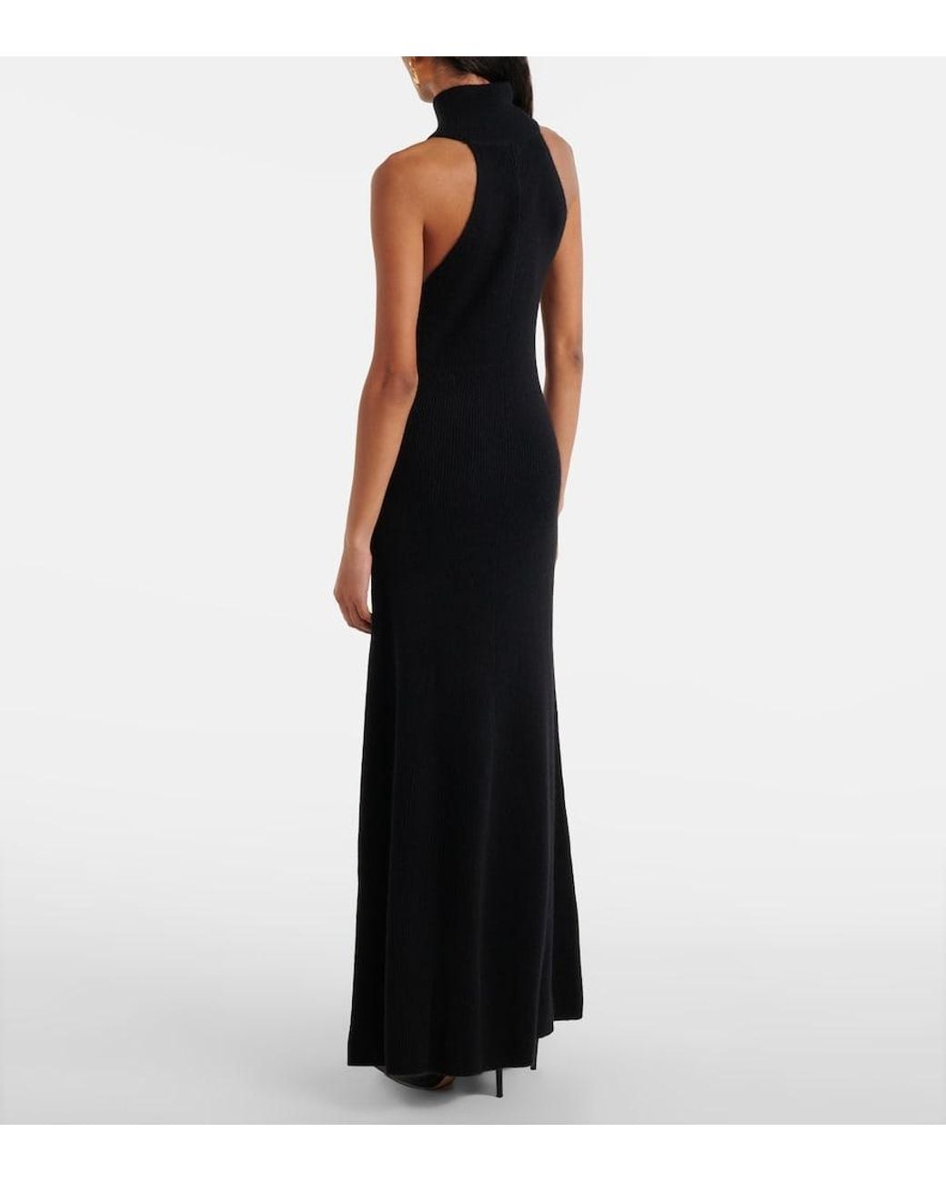 Lisa Yang Black Amannda Ribbed-Knit Cashmere Maxi Dress