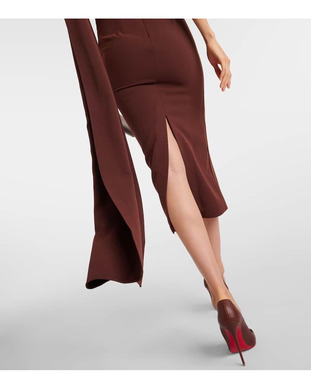 Roland Mouret Asymmetric Cady Midi Dress in Purple