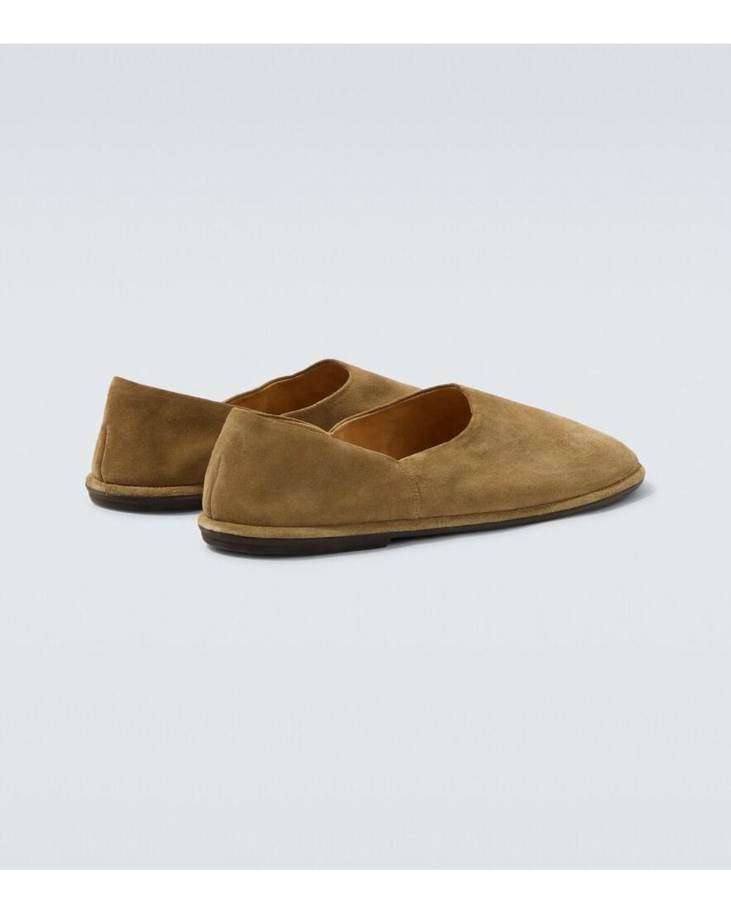The Row Brown Canal Suede Slip-On Shoes for men