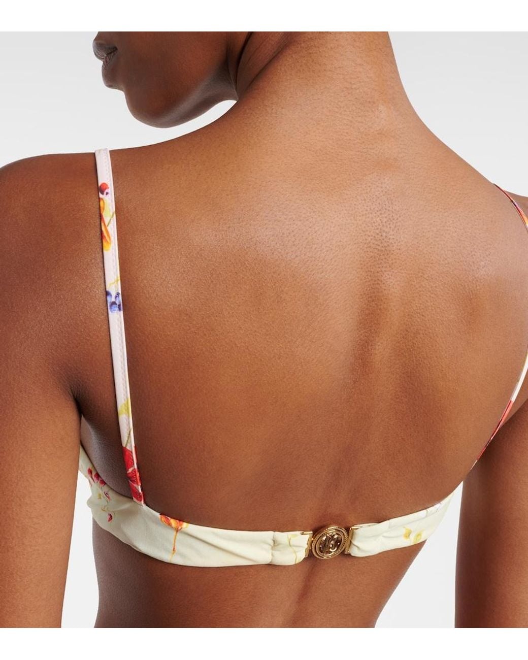 Roberto Cavalli Metallic Printed Bikini Top