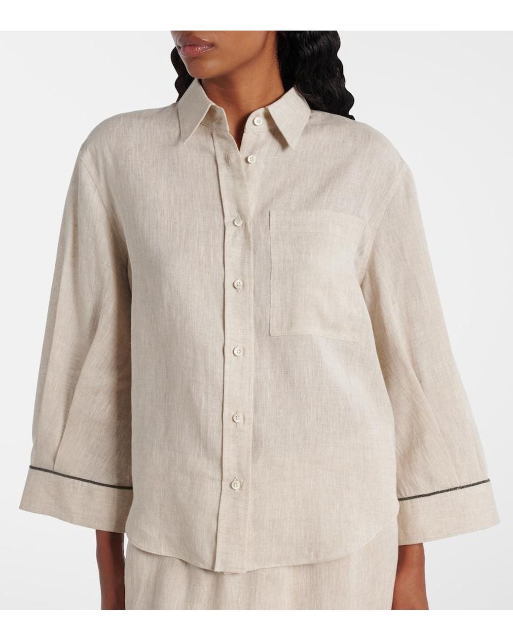 Brunello Cucinelli Natural Monili Linen Shirt