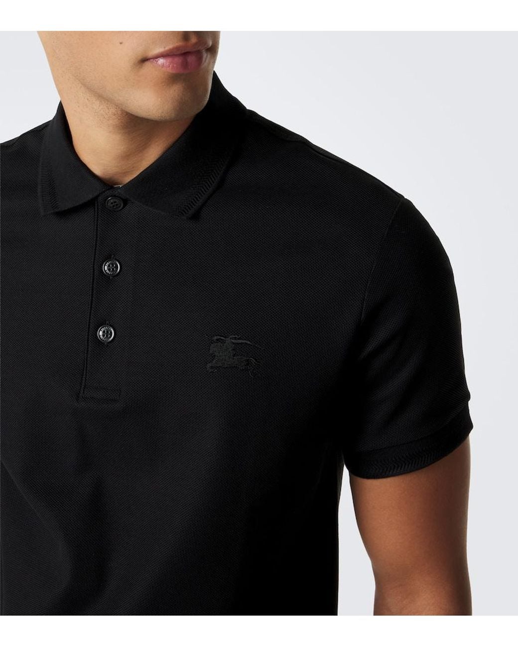 Burberry Black Cotton Pique Polo Shirt for men