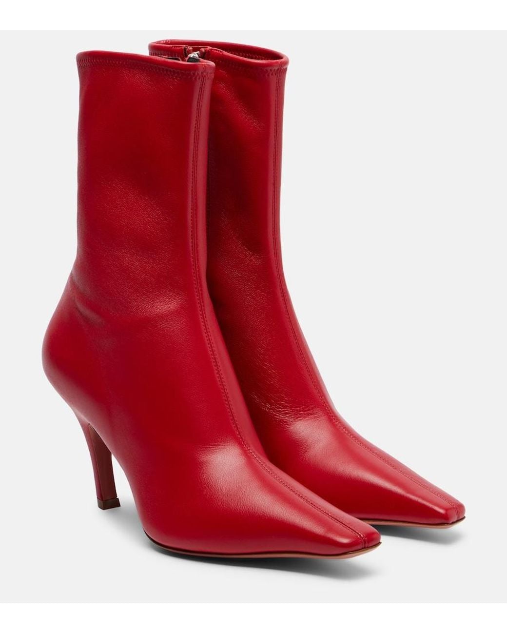 AMINA MUADDI Red Jamie 80 Leather Ankle Boots