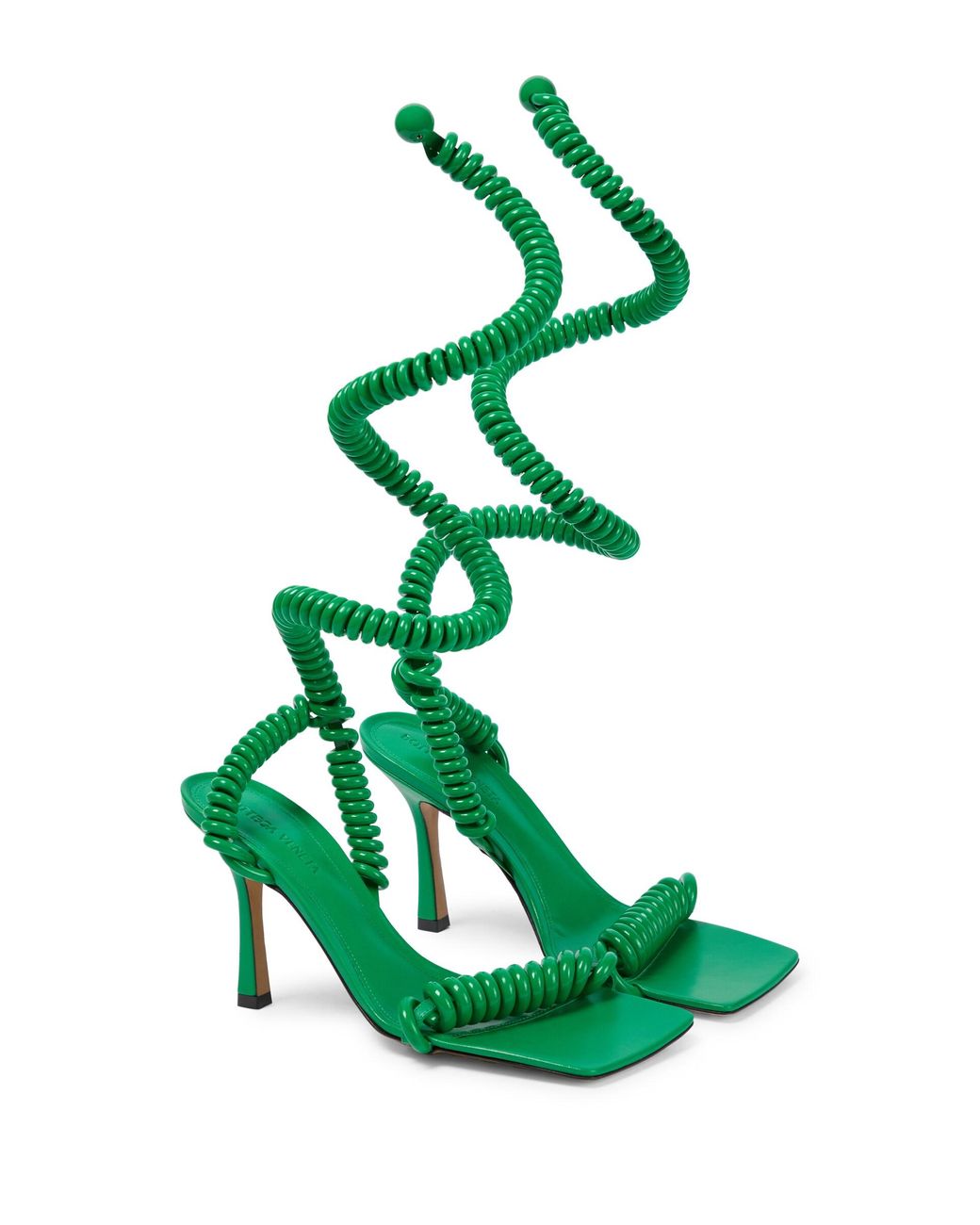 Bottega Veneta Wire Stretch Rubber And Leather Sandals in Green | Lyst