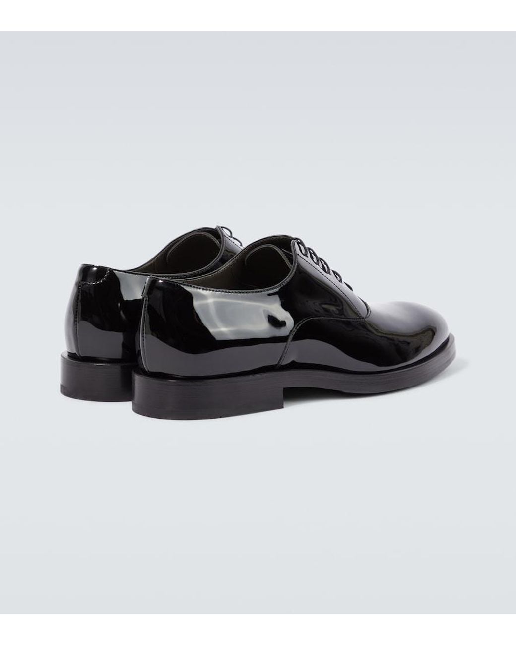 Brunello Cucinelli Black Patent Leather Oxford Shoes for men