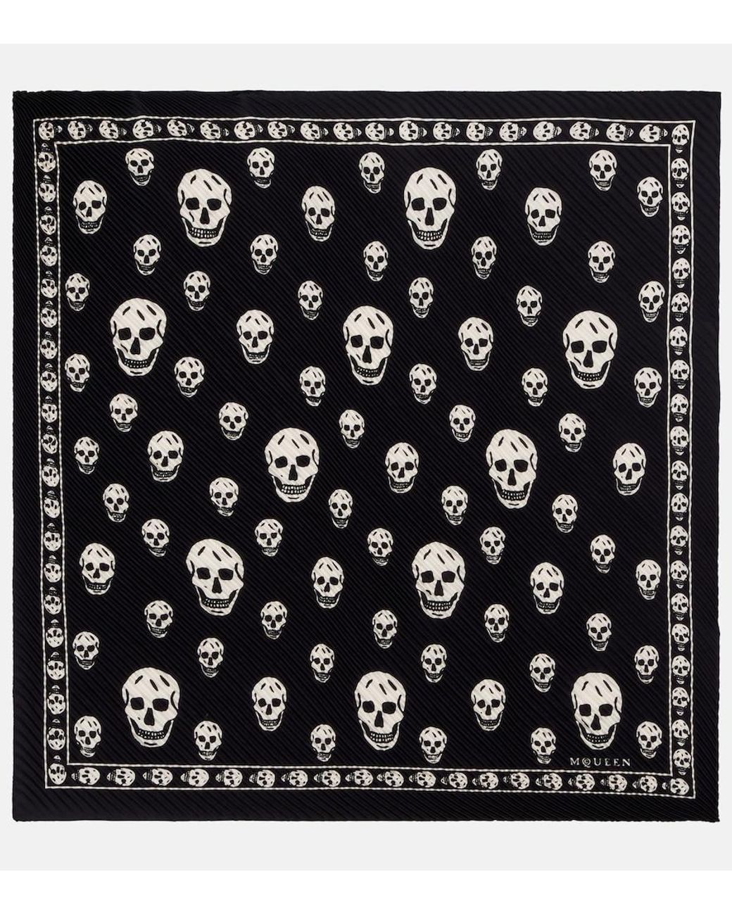 McQueen Black Skull Silk Scarf