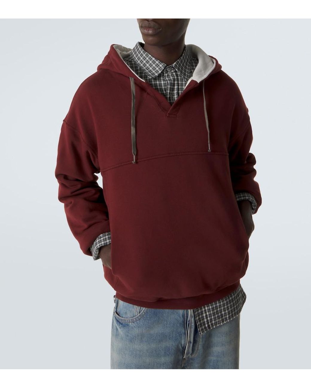 Maison Margiela Red Cotton Jersey Hoodie for men