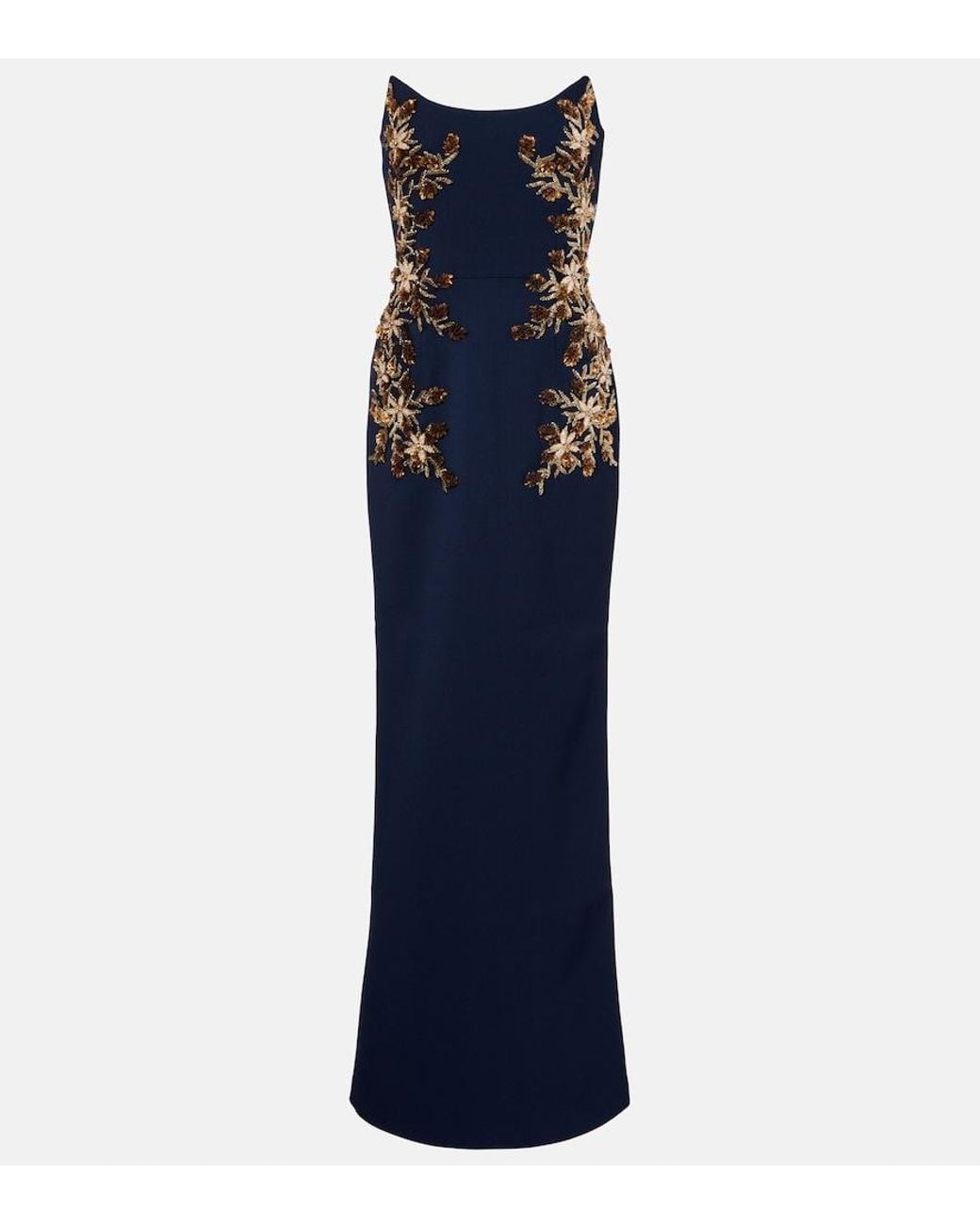 Rebecca Vallance Blue Orla Embellished Crepe Bustier Gown