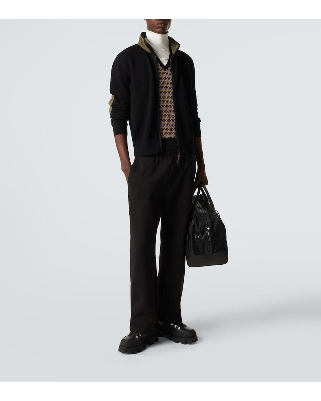Moncler Black Archivio Waffle-Knit Cotton Jacket for men