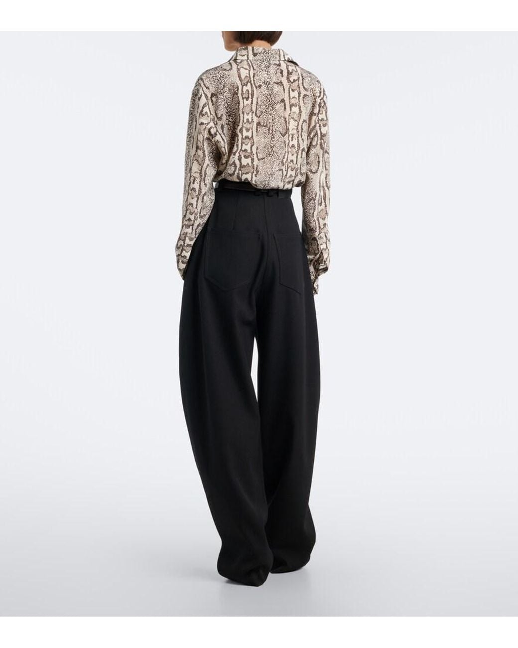 Balenciaga Black Wool Barrel-Leg Pants