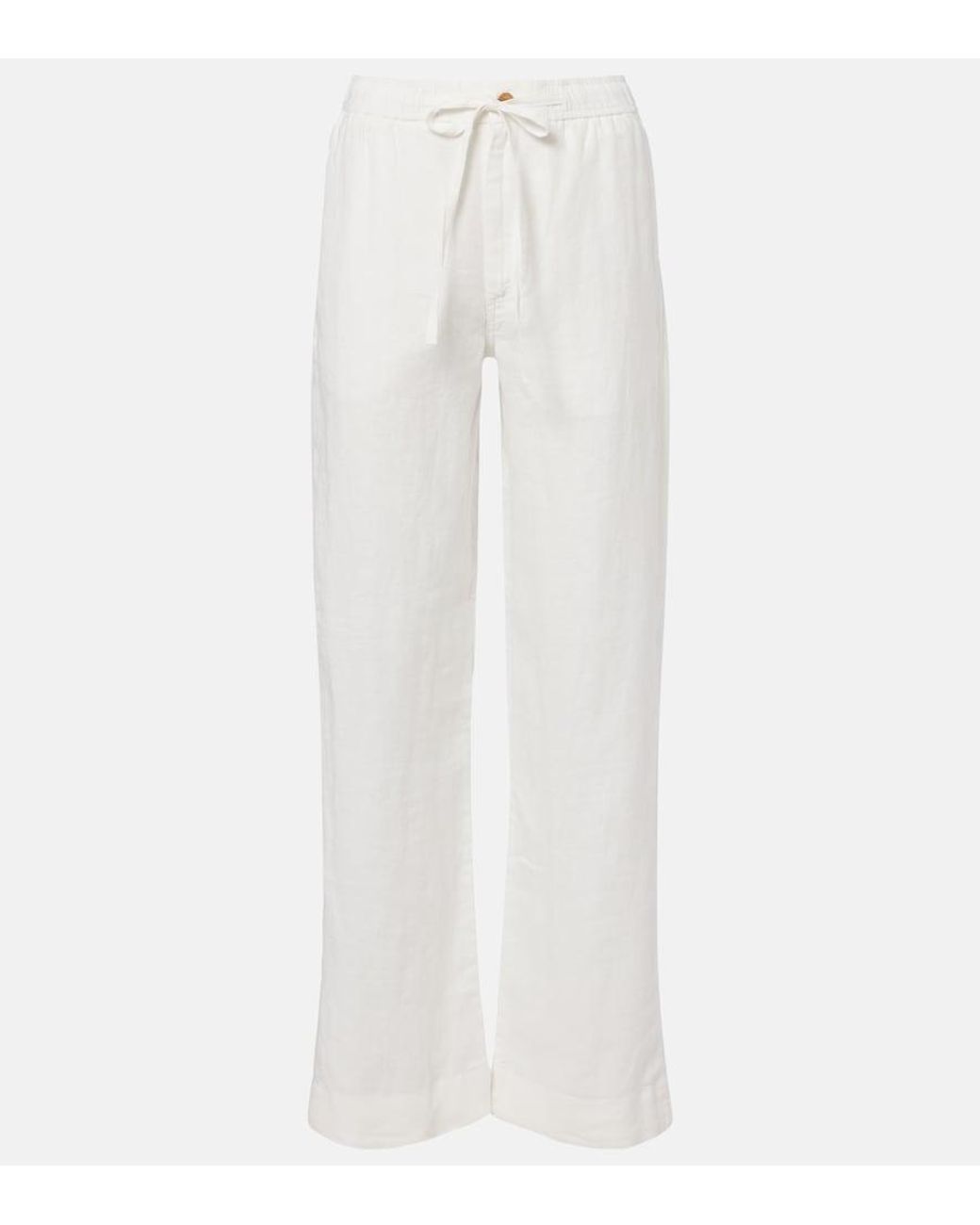 Polo Ralph Lauren White Linen Wide-Leg Pants