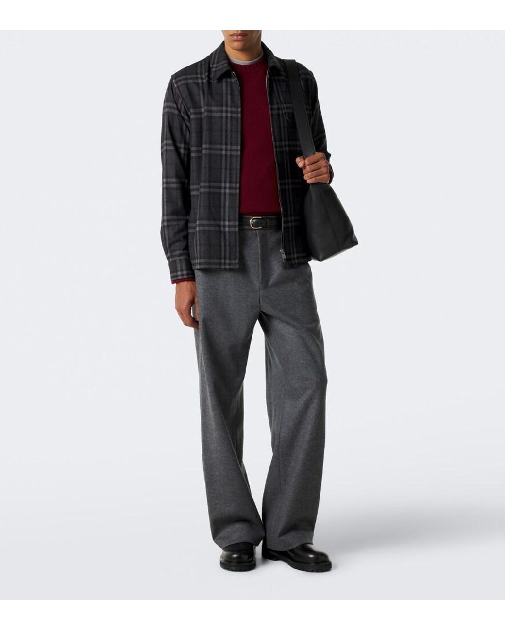 Burberry Black Check Wool And Cashmere Jacket for men