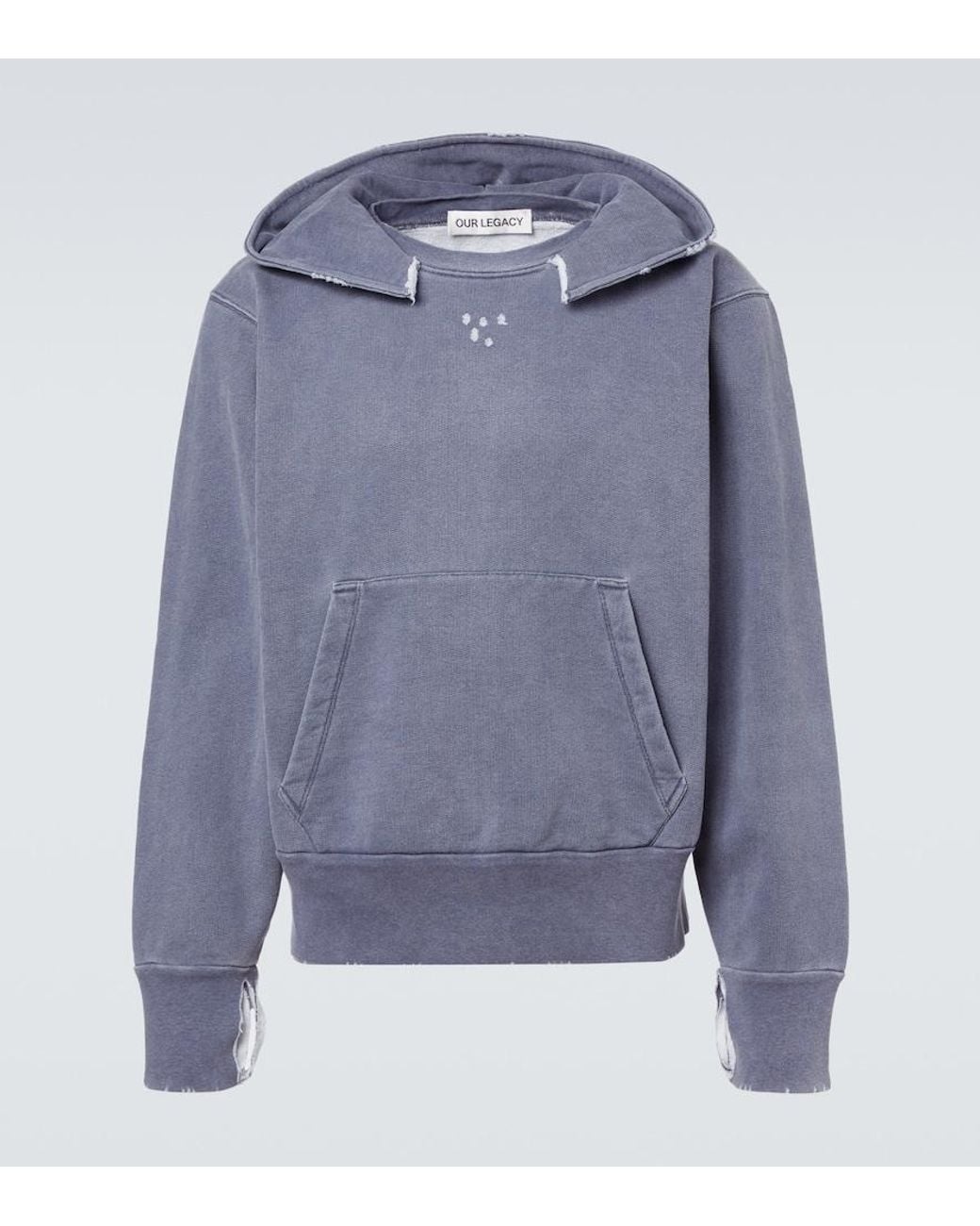 Our Legacy Blue Relic Distressed Cotton Jersey Hoodie for men