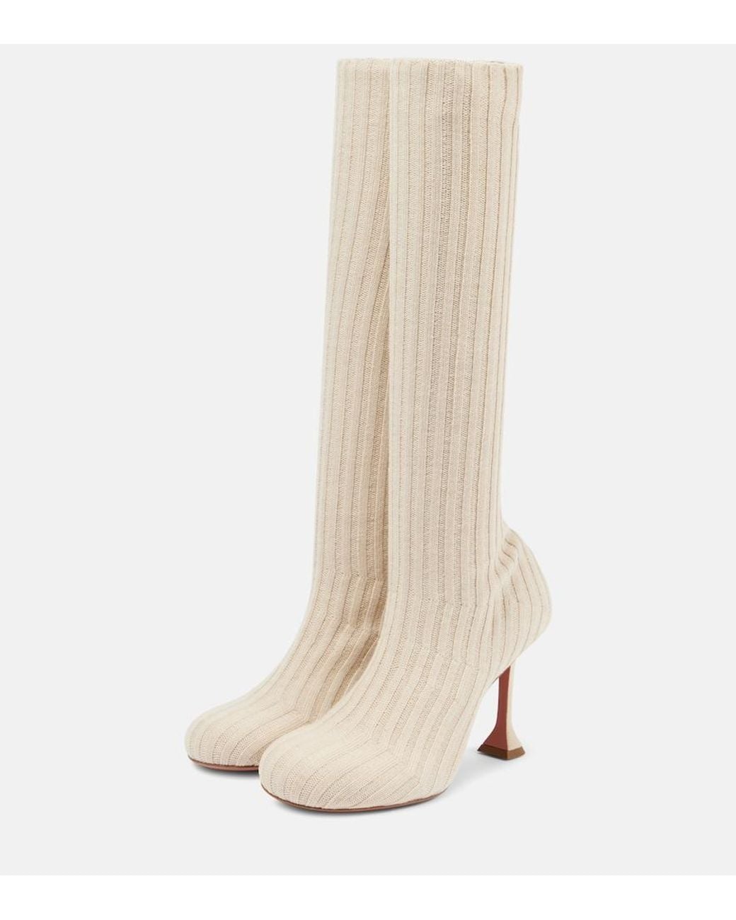 AMINA MUADDI White Veneda 95 Knee-High Sock Boots