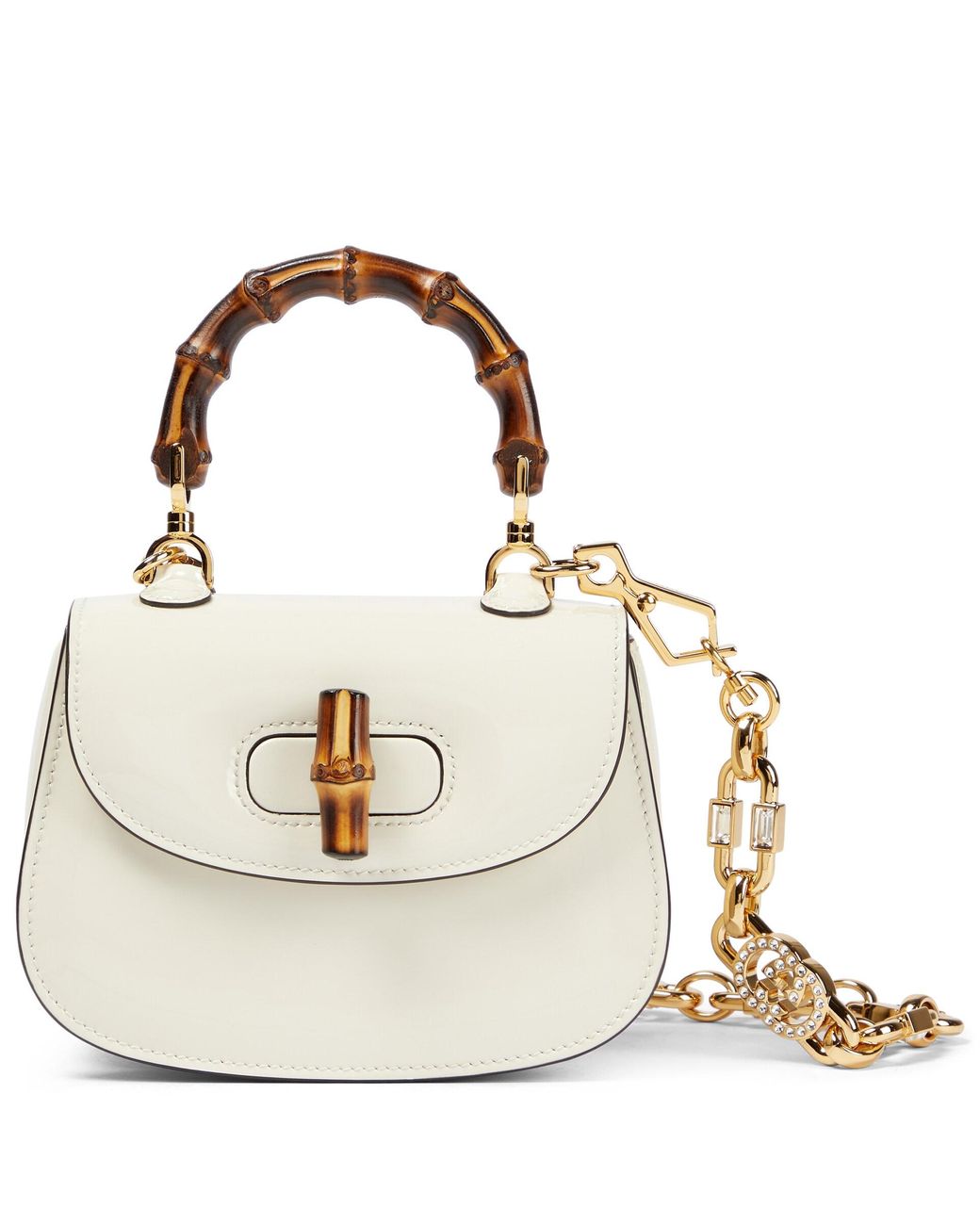 Gucci Bamboo 1947 Mini Patent Leather Shoulder Bag in Metallic | Lyst