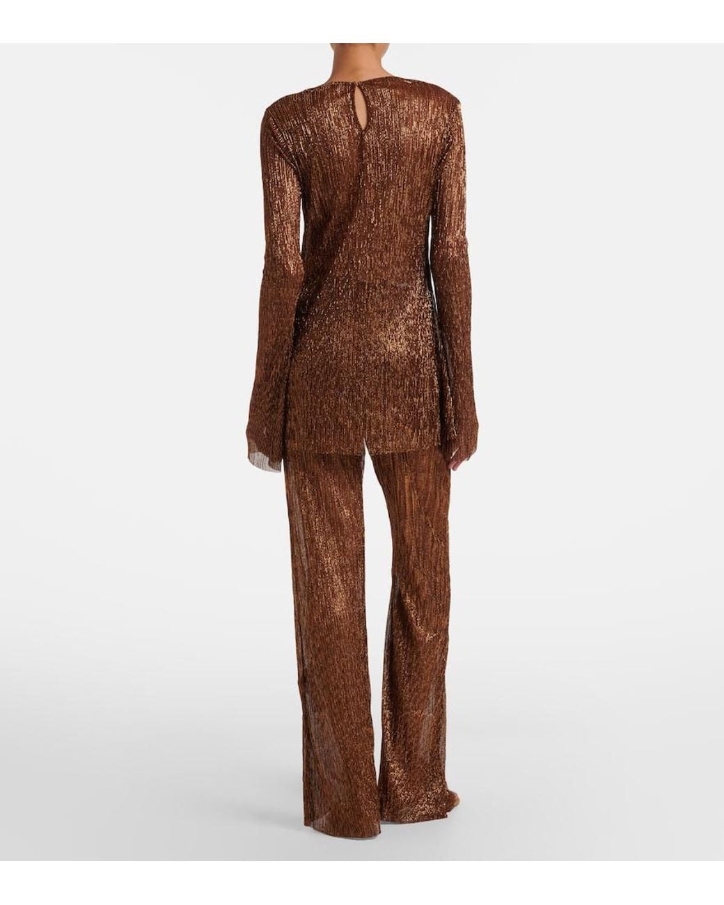 Cala De La Cruz Brown Dries Lame Flared Pants