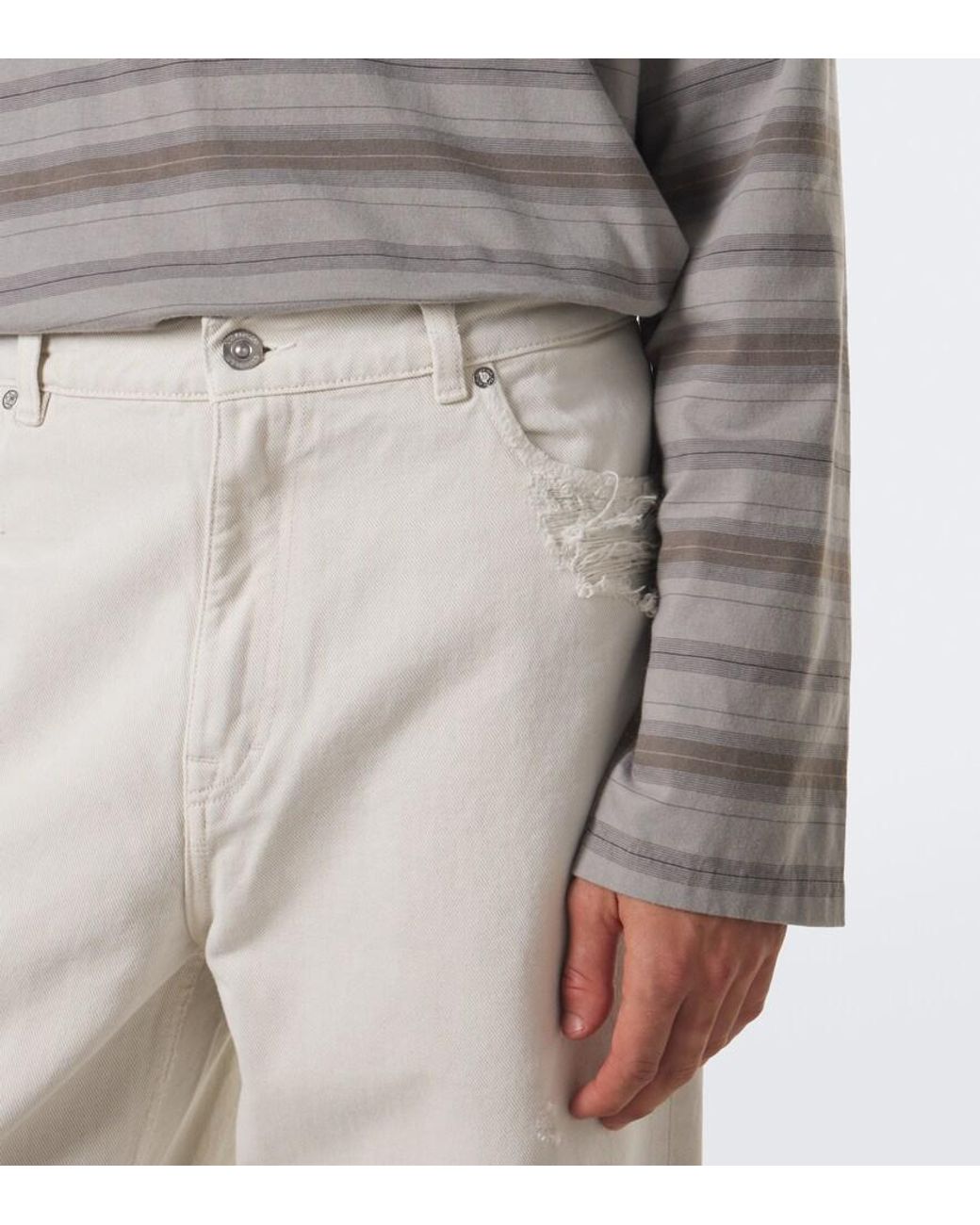 Our Legacy White Vast Cut Distressed Wide-Leg Jeans for men