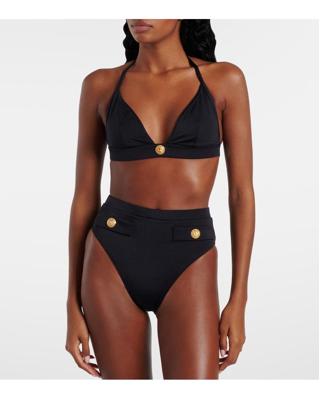 Balmain Black Embellished Bikini