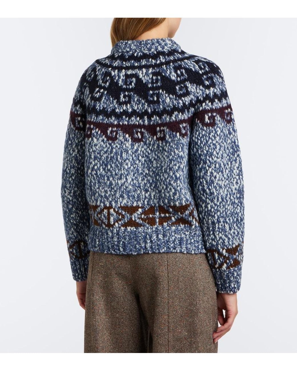 Moncler Blue Fair Isle Wool And Alpaca-Blend Sweater