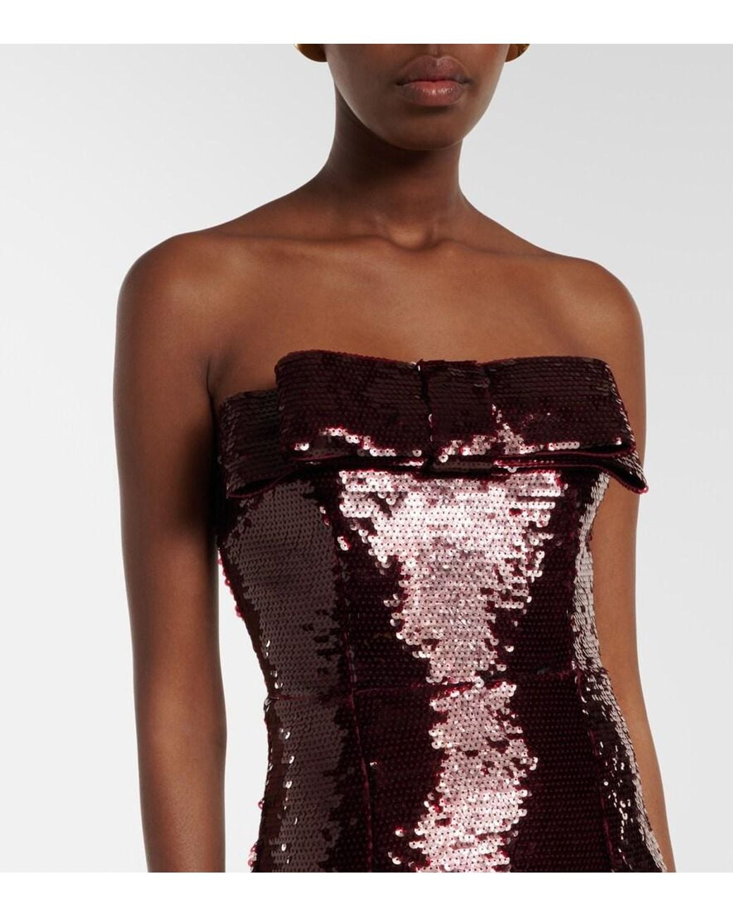 The New Arrivals Ilkyaz Ozel Purple Sisu Bow-Detail Sequined Bustier Gown