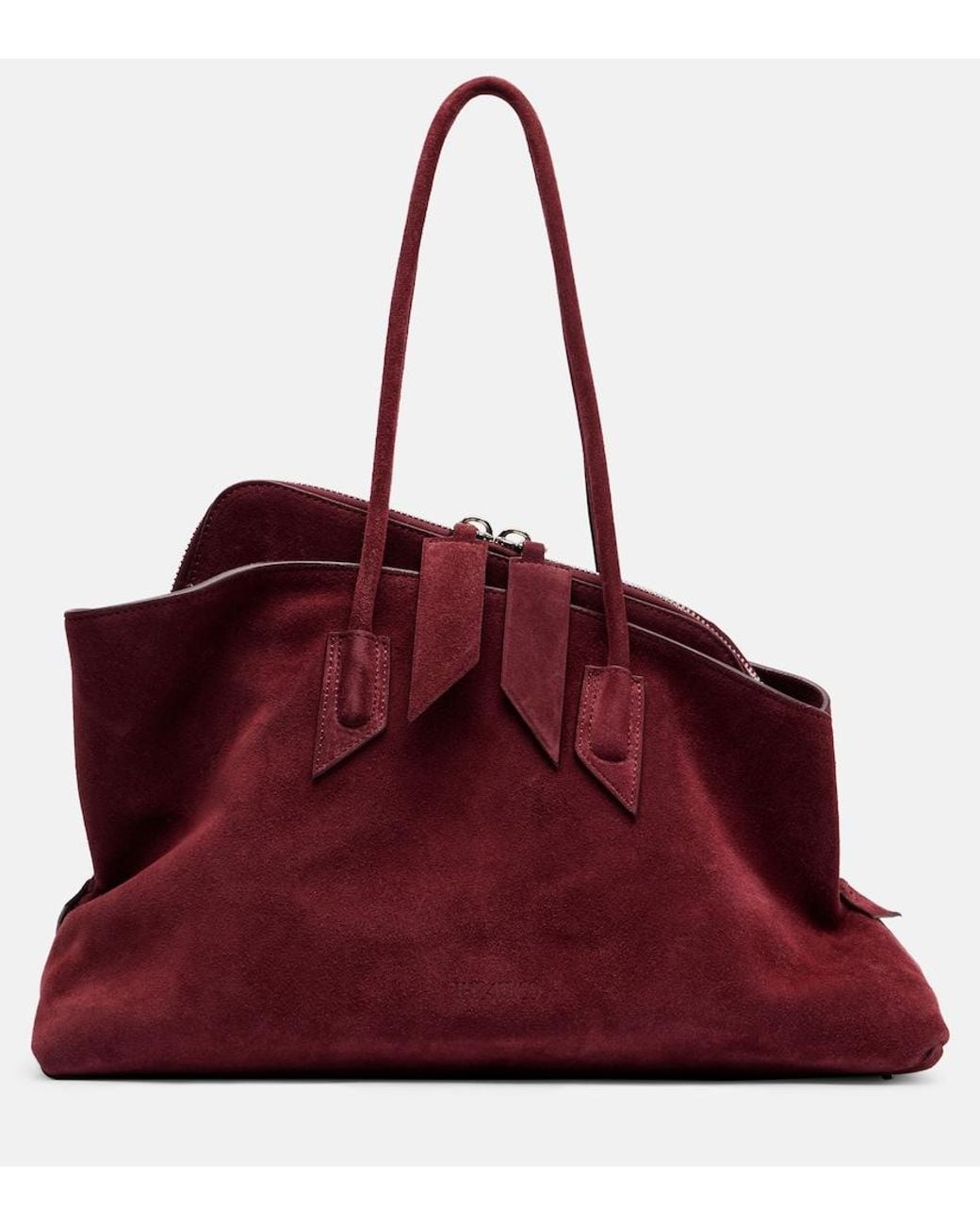 The Attico Red La Passeggiata Medium Suede Tote Bag