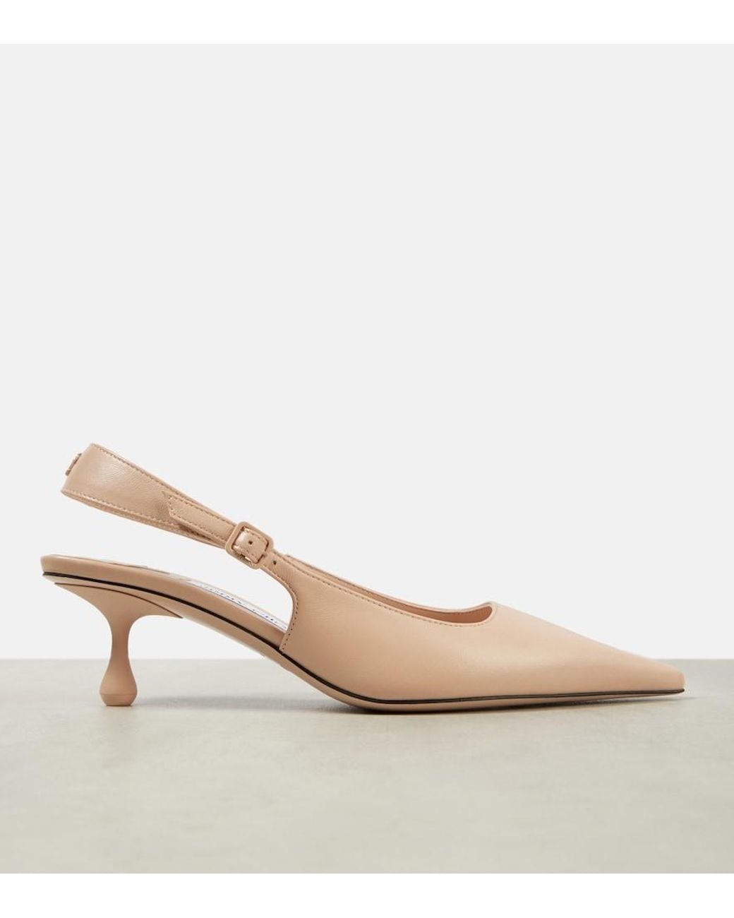 Jimmy Choo Natural Amel 50 Leather Slingback Pumps