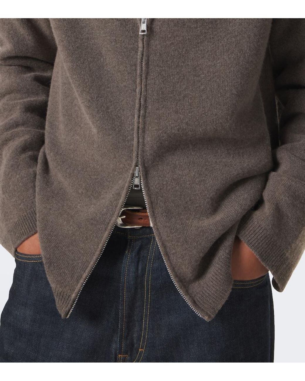 Our Legacy Brown Line Wool Zip-Up Cardigan for men