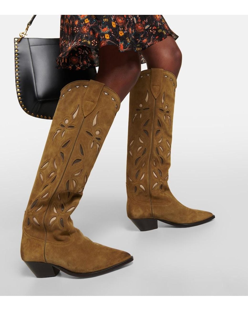 Isabel Marant Brown Denvee Suede Knee-High Cowboy Boots