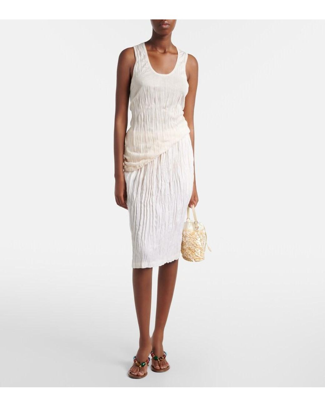 Staud Natural Lila Mini Embellished Bucket Bag