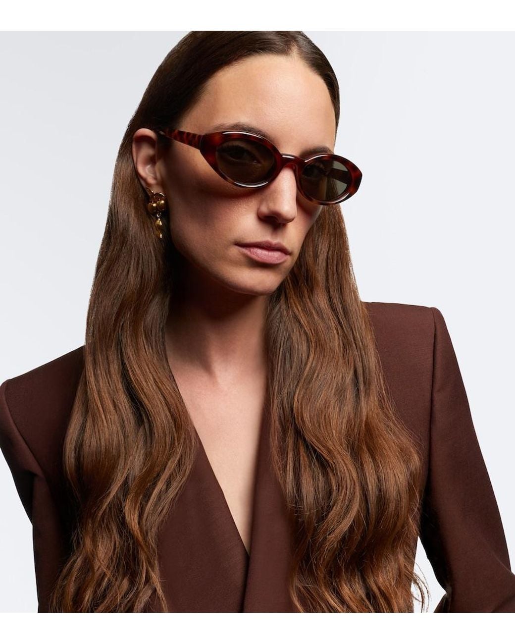 Saint Laurent Brown Sl 567 Plump Cat-Eye Sunglasses