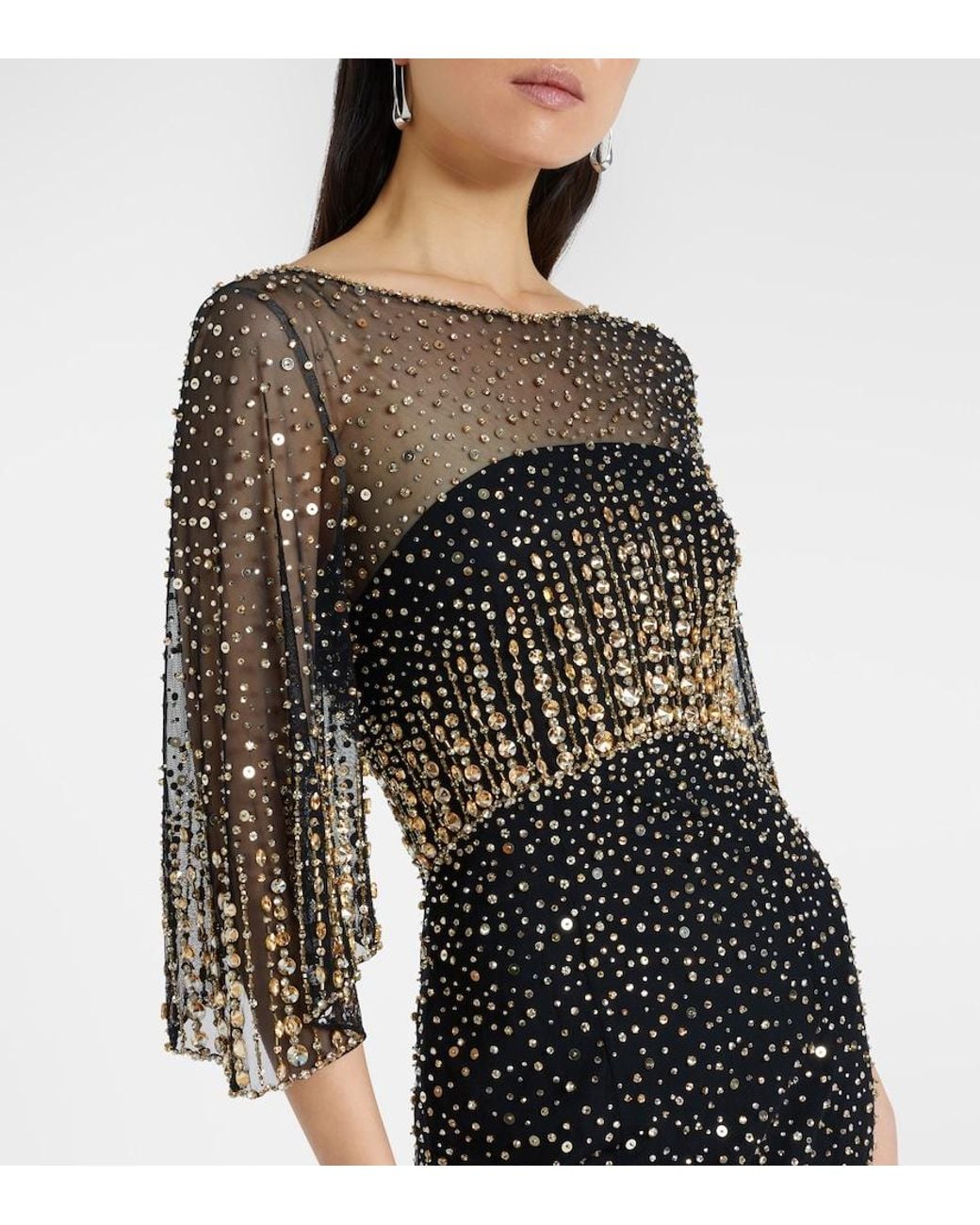 Jenny Packham Black Kiya Embellished Gown