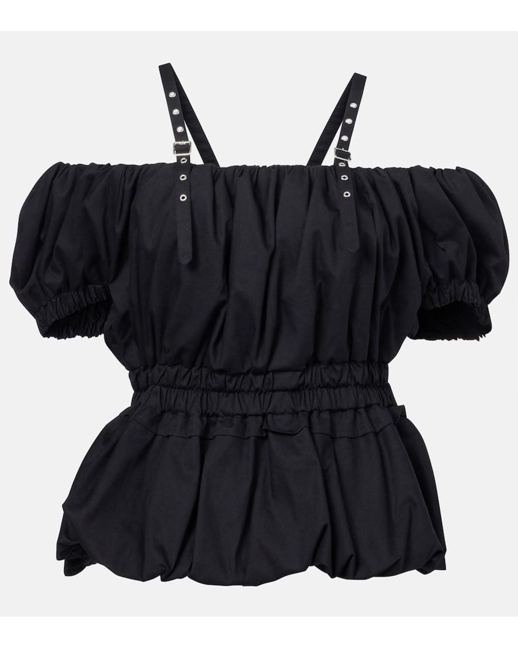 Noir Kei Ninomiya Black Peplum Cotton Poplin Top