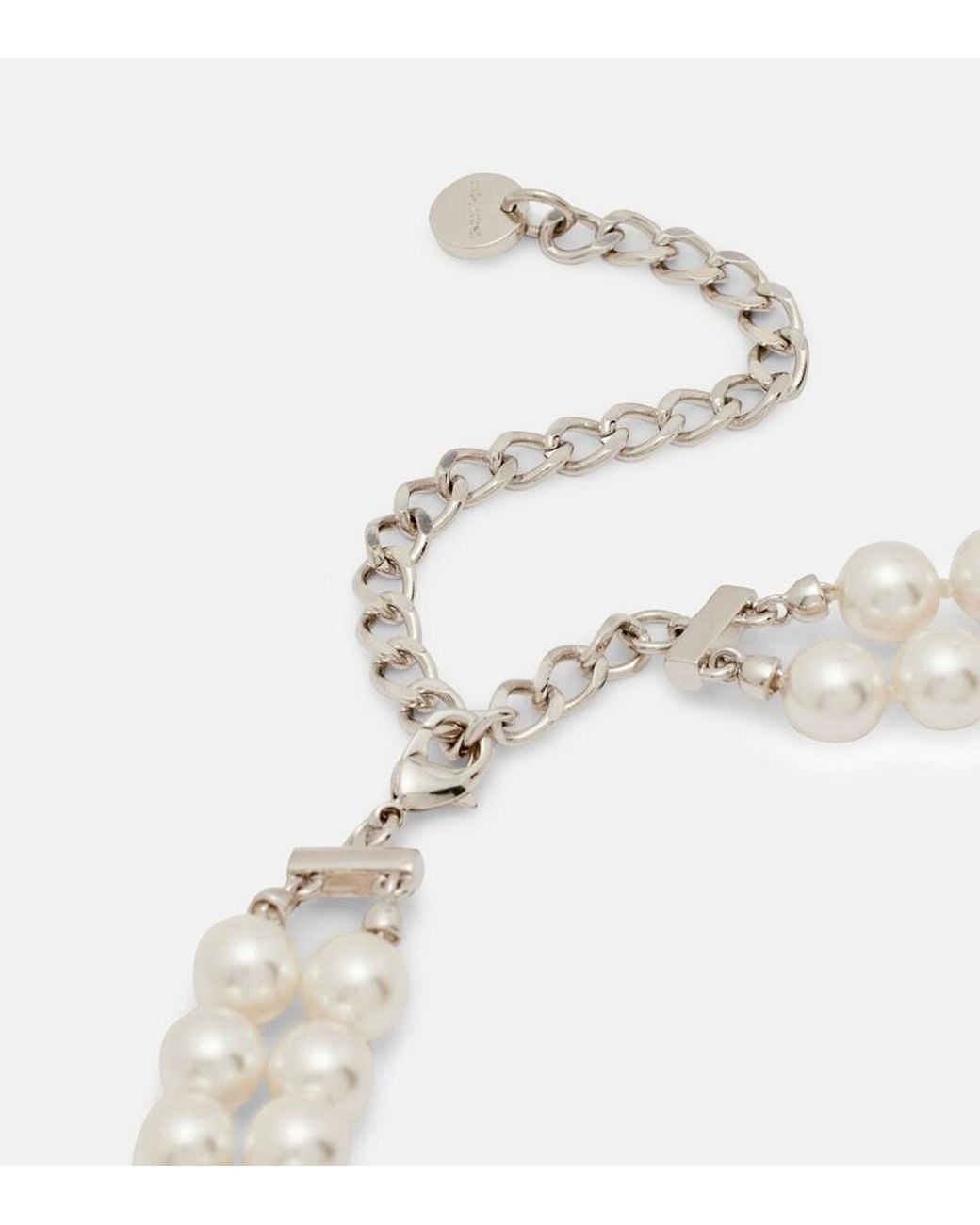Self-Portrait Natural Crystal-Embellished Faux Pearl Choker