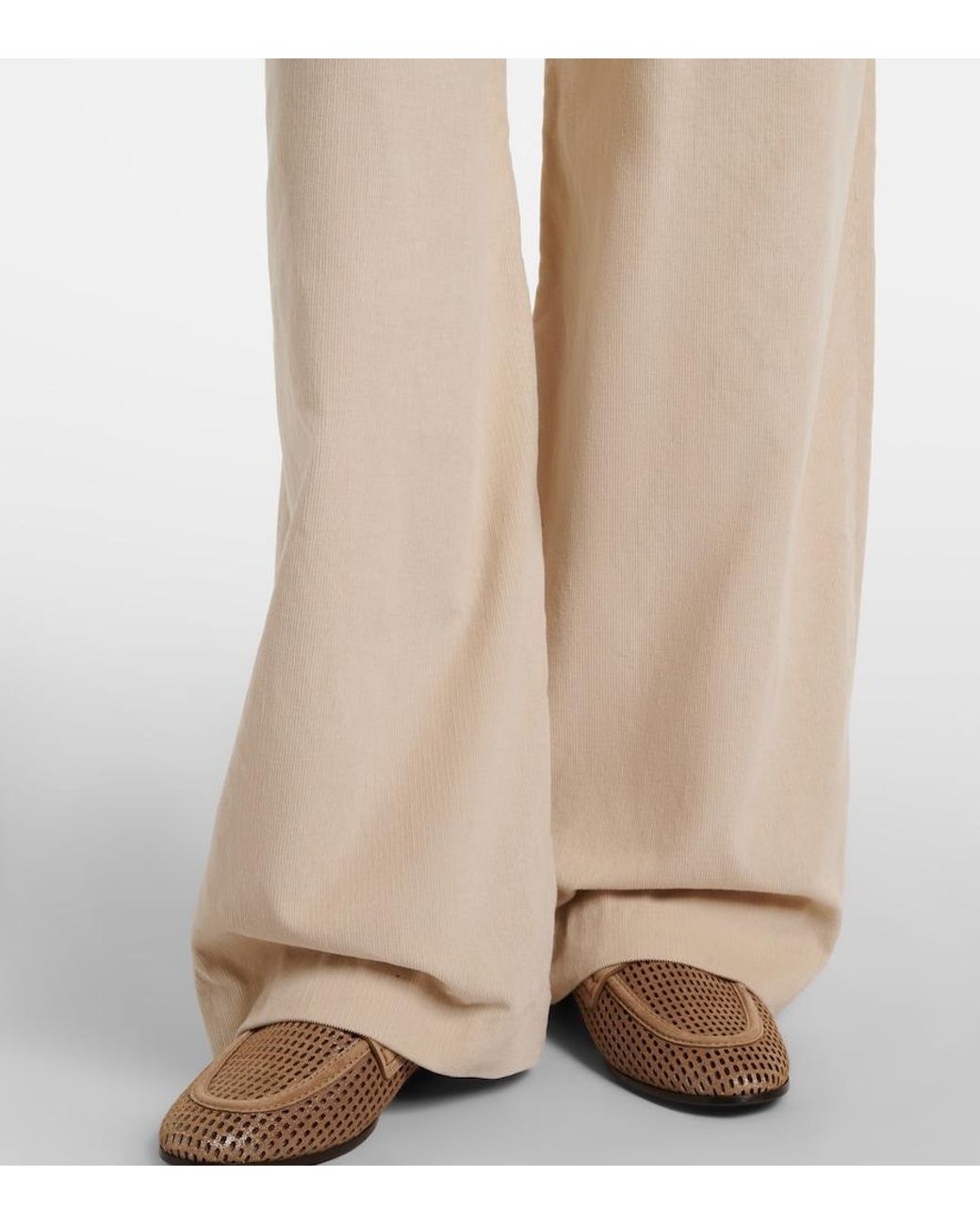 Brunello Cucinelli Natural Cotton-Blend Corduroy Wide-Leg Pants