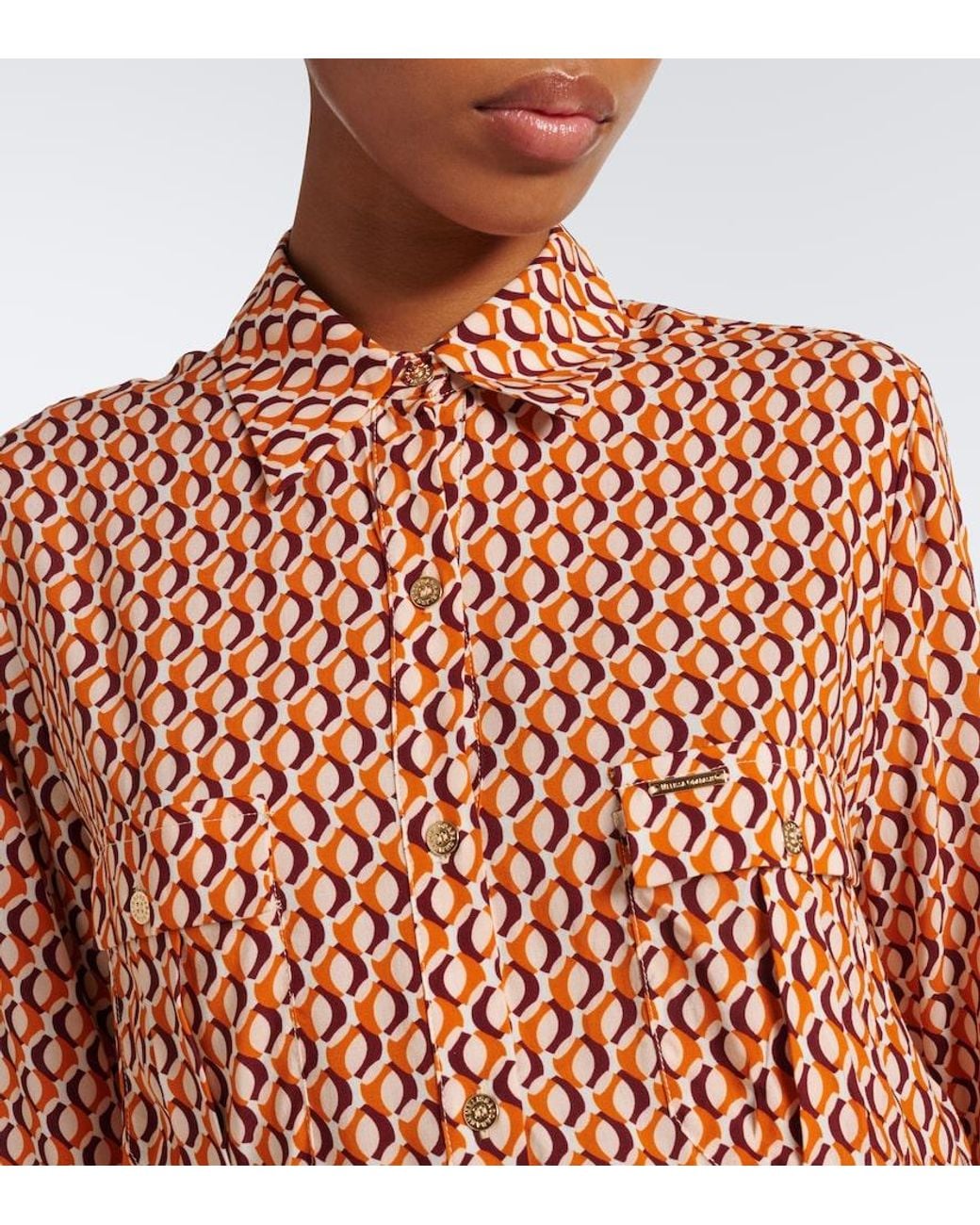 Melissa Odabash Brown Ariel Belted Printed Shirt