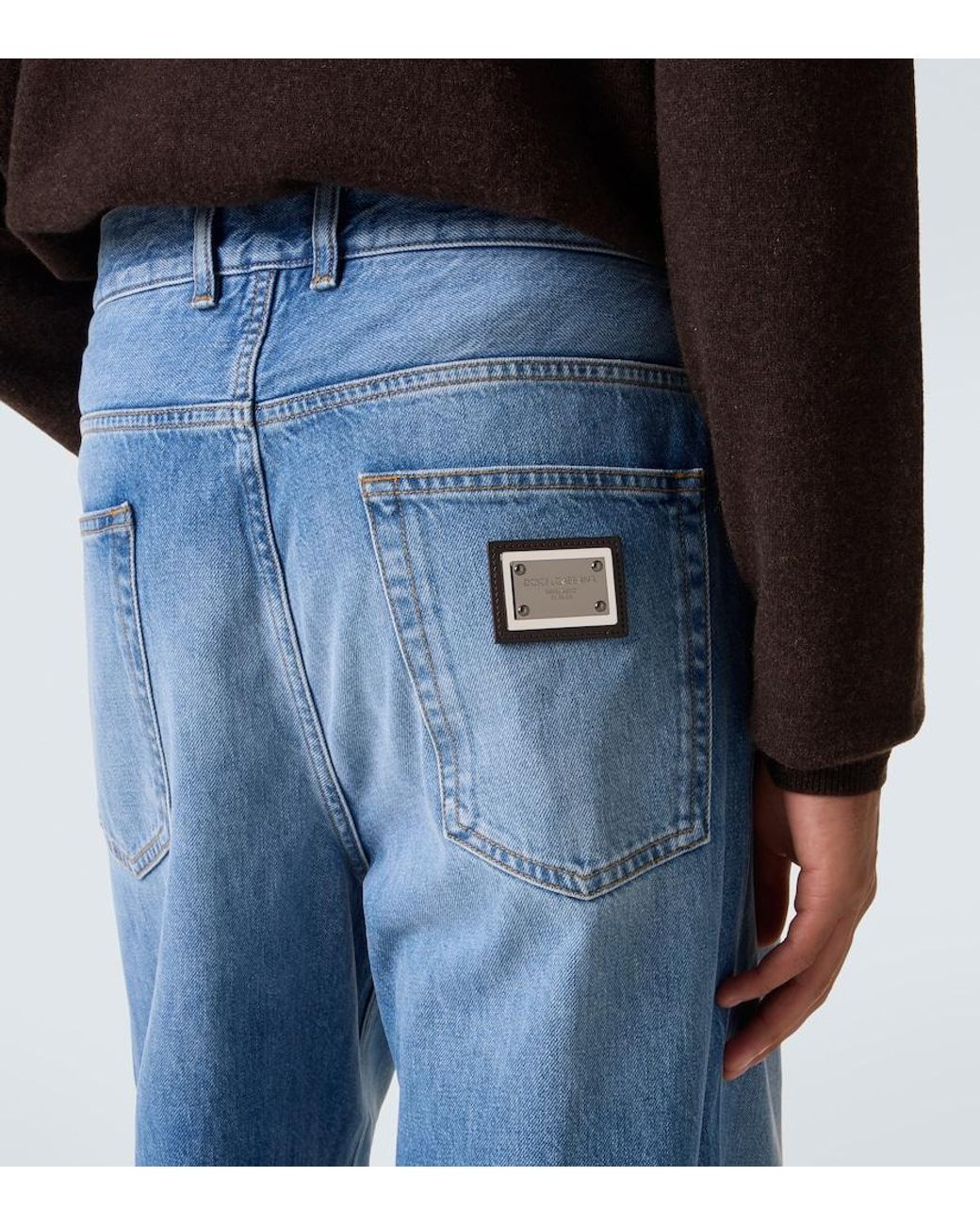 Dolce & Gabbana Blue Mid-Rise Wide-Leg Jeans for men