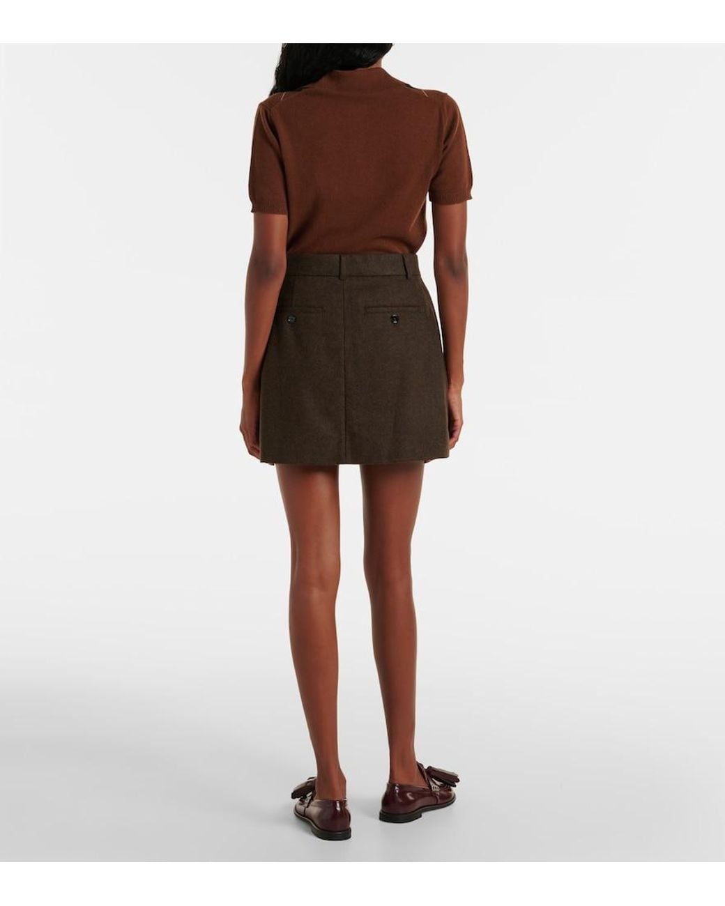 AMI Green Wool Flannel Miniskirt