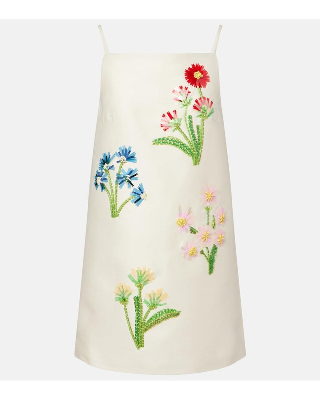 LEO LIN Green Leia Embellished Wool And Silk Minidress